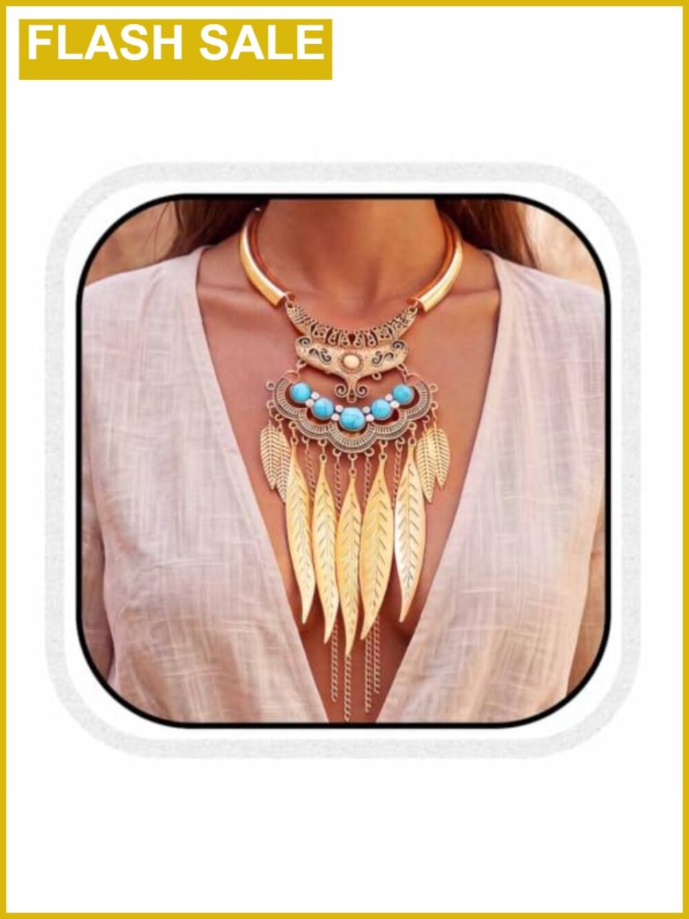 Egyptian Tassel Leaf Collar Necklace Gold Vintage Costume Jewelry